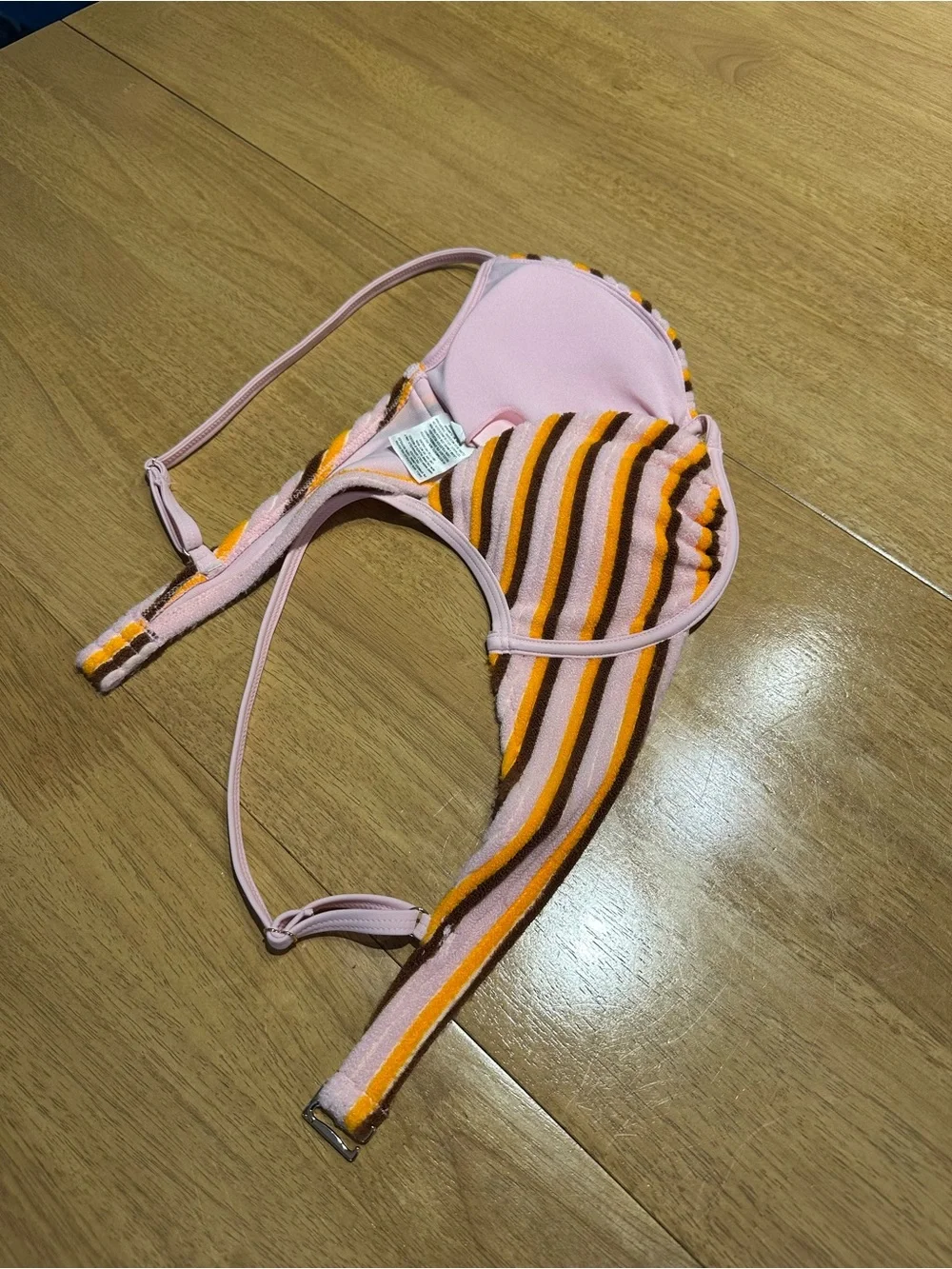 Wild Fable Medium Pink Striped Terry Cloth Underwire Bikini Set